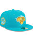 ფოტო #2 პროდუქტის Men's Turquoise New York Knicks 2-Time Champions Breeze Grilled Yellow Undervisor 59FIFTY Fitted Hat