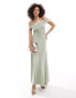 Фото #1 товара ASOS DESIGN bardot ruched maxi dress in sage green