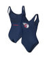 Фото #2 товара Women's Navy Cleveland Guardians Making Waves One-Piece Swimsuit