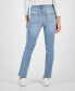 Фото #2 товара Petite Embroidered High-Rise Natural Straight Jeans, Created for Macy's