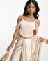 Kanya London Bridesmaid off shoulder structured corset top co-ord in champagne