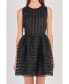 Women's Striped Organza Sleeveless Mini Dress