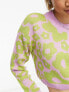 Noisy May cropped jumper in lime & purple floral