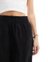 New Look linen cropped trousers in black