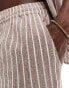 Фото #2 товара South Beach linen stripe beach trouser in brown and white