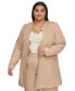 Plus Size Linen-Blend Collarless Open-Front Jacket