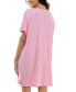 ფოტო #5 პროდუქტის Women's Short-Sleeve Henley Sleepshirt