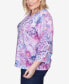 Фото #3 товара Plus Size Lavender Fields Triple Knotted Neck Watercolor Floral Top