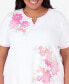 ფოტო #5 პროდუქტის Plus Size Miami Beach Short Sleeve Floral Applique Top