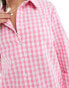 Luna oversized pyjama shirt co-ord in pink gingham