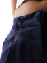 Фото #5 товара Monki low waist satin tailored trousers in navy blue