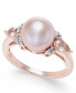ფოტო #1 პროდუქტის Pink Cultured Freshwater Pearl (9mm), Morganite (3/8 ct. t.w.) and Diamond Accent Ring in 14k Rose Gold