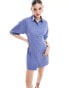 ASOS DESIGN twill mini shirt dress in mid blue Голубой, 34 - фото #1