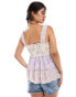 Фото #4 товара Miss Selfridge crinkle tie front cami top in mixed print