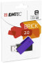 EMTEC C350 Brick 2.0 - 8 GB - USB Type-A - 2.0 - 15 MB/s - Swivel - Black,Purple