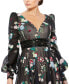 ფოტო #4 პროდუქტის Women's Embroidered Bishop Sleeve V Neck Flowy Gown