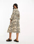 River Island Maternity zebra print wrap midi dress in brown