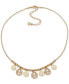 Фото #1 товара Gold-Tone Lattice Disc Beaded Statement Necklace, 16" + 3" extender