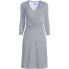 Фото #2 товара Petite Lightweight Cotton Modal 3/4 Sleeve Fit and Flare V-Neck Dress