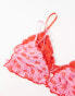 ASOS DESIGN 2 pack valentines lip scrunch triangle bra in red & pink