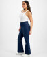 Фото #6 товара Petite High-Rise Flare-Leg Pull-On Denim Jeans, Created for Macy's