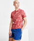 Фото #1 товара Men's Short Sleeve Floral Print Henley, Created for Macy's