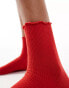 Topshop ribbed frill socks in red