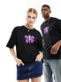 Фото #1 товара Weekday Unisex oversized t-shirt with butterfly cartoon print in black exclusive to ASOS