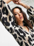 Фото #3 товара Object long sleeve midi wrap dress in leopard