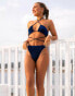 South Beach X Miss Molly metallic wrap around bandeau bikini top in midnight blue