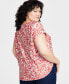 Фото #2 товара Plus Size Floral Short-Sleeve Pintuck Top