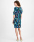 ფოტო #3 პროდუქტის Petite Printed Faux-Wrap Sheath Dress