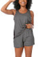 Фото #1 товара Women's Colorblock Racerback Pocket Tank and Shorts 2 Piece Pajama Set