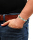 ფოტო #2 პროდუქტის Men's Malachite Square Link Bracelet in Stainless Steel & Yellow Ion-Plate