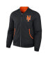 Фото #4 товара Men's Darius Rucker Collection by Black, Orange New York Mets Reversible Full-Zip Bomber Jacket