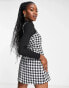 Фото #4 товара Miss Selfridge 2 in 1 cami dogtooth dress in black & white