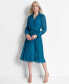 ფოტო #1 პროდუქტის Women's Crinkle Polo-Collar Tie-Waist Dress