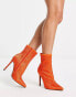 Фото #2 товара ASOS DESIGN – Esme – Verzierte Sock-Boot-Stiefel mit Absatz und orangem Strassbesatz