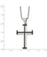 ფოტო #2 პროდუქტის Polished Black IP-plated Cross Pendant on a Ball Chain Necklace