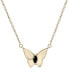 Фото #1 товара Macy's onyx Butterfly 17" Pendant Necklace in 14k Gold-Plated Sterling Silver