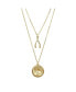 ფოტო #1 პროდუქტის 17010 21 x 19 in. Irish Half Penny Ornamental Bird Wishbone Double Chain Necklace, Gold