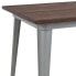 Фото #2 товара 30.25" X 60" Rectangular Silver Metal Indoor Table With Walnut Rustic Wood Top