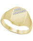 Фото #1 товара Men's Diamond Polished Signet Ring (1/20 ct. t.w.) in 10k Gold