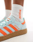 adidas Originals Handball Spezial trainers in aqua and orange with gum sole