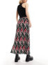 Pieces plisse maxi skirt in multi graphic print