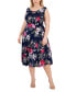 ფოტო #1 პროდუქტის Plus Size Floral-Print Cowlneck Midi Dress