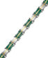 Фото #3 товара Men's Malachite Square Link Bracelet in Stainless Steel & Yellow Ion-Plate