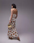 Topshop premium white and orange floral and lace maxi slip dress Оранжевый, 38 - фото #4