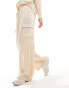 Vila wide leg cargo trouser co-ord in beige sheen