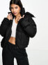 Фото #1 товара The Couture Club oversized cropped puffer jacket in black with tie hem